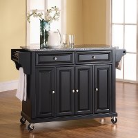 KF30003EBK/KIT/CART Black 52 Inch Kitchen Cart with Gray Granite Top-2