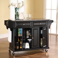 KF30003EBK/KIT/CART Black 52 Inch Kitchen Cart with Gray Granite Top-3