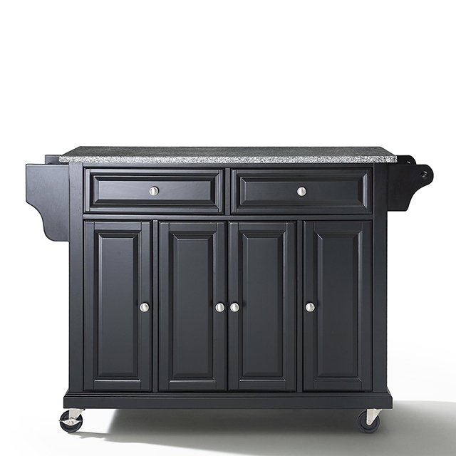 KF30003EBK Black Kitchen Cart with Gray Granite Top - Diana-4