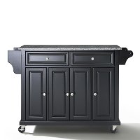 KF30003EBK Black Kitchen Cart with Gray Granite Top - Diana-4