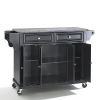 KF30003EBK Black Kitchen Cart with Gray Granite Top - Diana-5