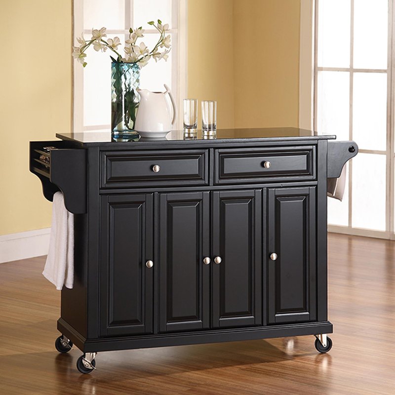 Black Kitchen Cart With Black Granite Top Diana Rc Willey Furniture Store