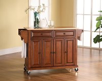 KF30001ECH Cherry Wood Top Kitchen Cart