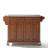 KF30003ECH Cherry 52 Inch Kitchen Cart with Light Granite Top-3