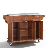 KF30003ECH Cherry 52 Inch Kitchen Cart with Light Granite Top-4