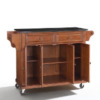 KF30004ECH Cherry Kitchen Cart with Dark Granite Top-4
