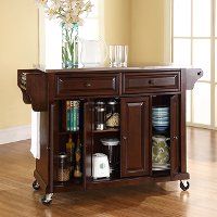 KF30002EMA Mahogany Stainless Steel Top Kitchen Cart-2