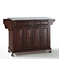 KF30002EMA Mahogany Stainless Steel Top Kitchen Cart-3