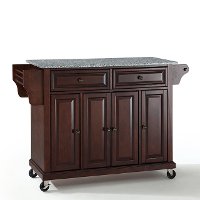 KF30003EMA Mahogany Brown Kitchen Cart with Gray Granite Top - Diana-4