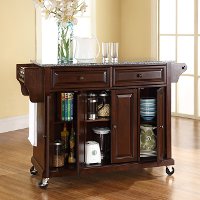 KF30003EMA Mahogany Granite Top Kitchen Cart-3