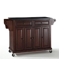 KF30004EMA Mahogany Brown Kitchen Cart with Black Granite Top - Diana-4