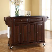 KF30004EMA Mahogany Kitchen Cart with Black Granite Top -2