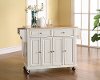 KF30001EWH White Wood Top Kitchen Cart