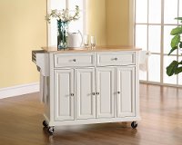 KF30001EWH White Wood Top Kitchen Cart