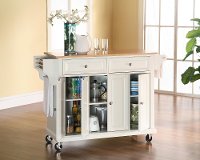 KF30001EWH White Wood Top Kitchen Cart-2