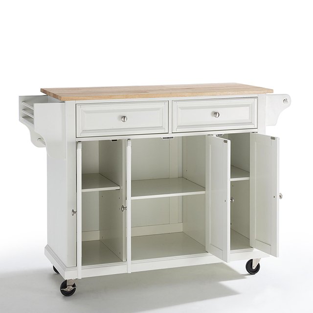 KF30001EWH White Wood Top Kitchen Cart-3