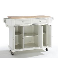 KF30001EWH White Wood Top Kitchen Cart-3