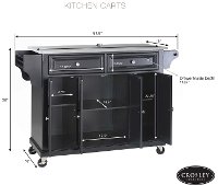 KF30004EWH White Black Granite Top Kitchen Cart