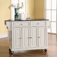 KF30004EWH White Black Granite Top Kitchen Cart-2