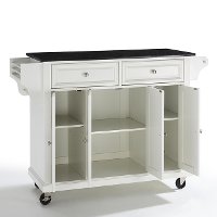 KF30004EWH White Black Granite Top Kitchen Cart-5