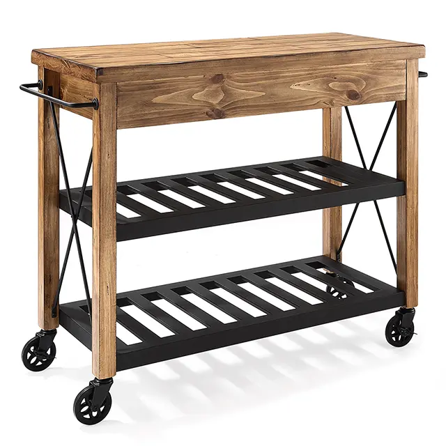 CF3008-NA Roots Natural Wood Kitchen Cart-2