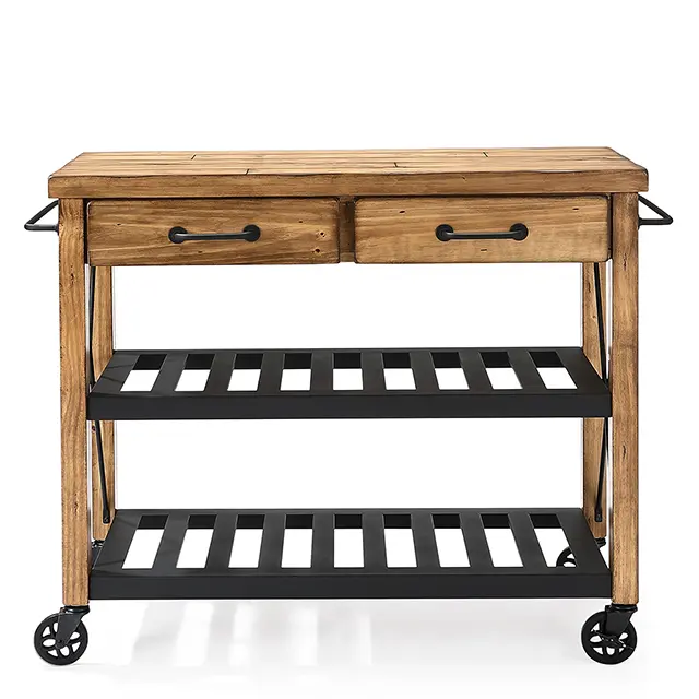 CF3008-NA Roots Natural Wood Kitchen Cart-3