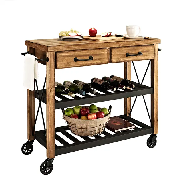 CF3008-NA Roots Natural Wood Kitchen Cart-4