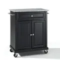 KF30023EBK Black Portable Kitchen Cart with Gray Granite Top - Allyson