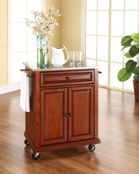 KF30022ECH Cherry Stainless Steel Top Portable Kitchen Cart