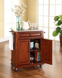 KF30022ECH Cherry Stainless Steel Top Portable Kitchen Cart-2