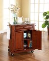 KF30023ECH Cherry Granite Top Portable Kitchen Cart-2