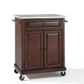 KF30022EMA Mahogany Stainless Steel Top Portable Kitchen Cart