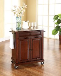 KF30022EMA Mahogany Stainless Steel Top Portable Kitchen Cart