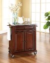 KF30023EMA Mahogany Portable Kitchen Cart with Gray Granite Top