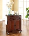 KF30024EMA Mahogany Portable Kitchen Cart with Black Granite Top