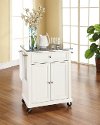 KF30023EWH White Granite Top Portable Kitchen Cart
