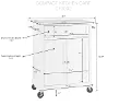KF30023EWH White Granite Top Portable Kitchen Cart