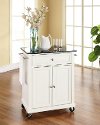 KF30024EWH White Granite Top Portable Kitchen Cart