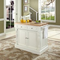 KF30006WH White Butcher Block Top Kitchen Island - Oxford