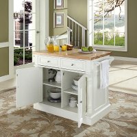 KF30006WH White Butcher Block Top Kitchen Island - Oxford -2