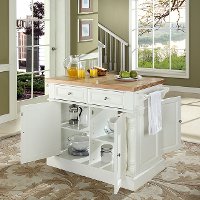 KF30006WH White Butcher Block Top Kitchen Island - Oxford -3