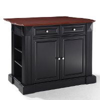 KF30007BK Black Drop Leaf Breakfast Bar Top Kitchen Island - Coventry -3