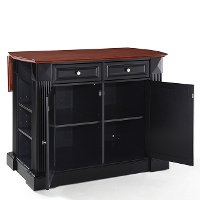 KF30007BK Black Drop Leaf Breakfast Bar Top Kitchen Island - Coventry -4
