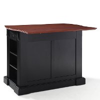 KF30007BK Black Drop Leaf Breakfast Bar Top Kitchen Island - Coventry -5