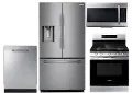S/S-4PC-SUGAP-GASKT Samsung 4 Piece Kitchen Appliance Package with Gas Range and StormWash Dishwasher - Stainless Steel