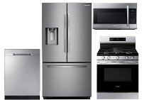 S/S-4PC-SUGAP-GASKT Samsung 4 Piece Kitchen Appliance Package with Gas Range and StormWash Dishwasher - Stainless Steel