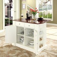 KF30007WH White Drop Leaf Breakfast Bar Top Kitchen Island - Coventry -2