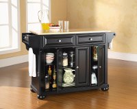 KF30001ABK Black Kitchen Island with Natural Top - Alexandria-2