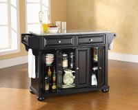 KF30003ABK Black Kitchen Island with Gray Granite Top - Alexandria-2