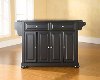 KF30004ABK Black Kitchen Island with Black Granite Top - Alexandria